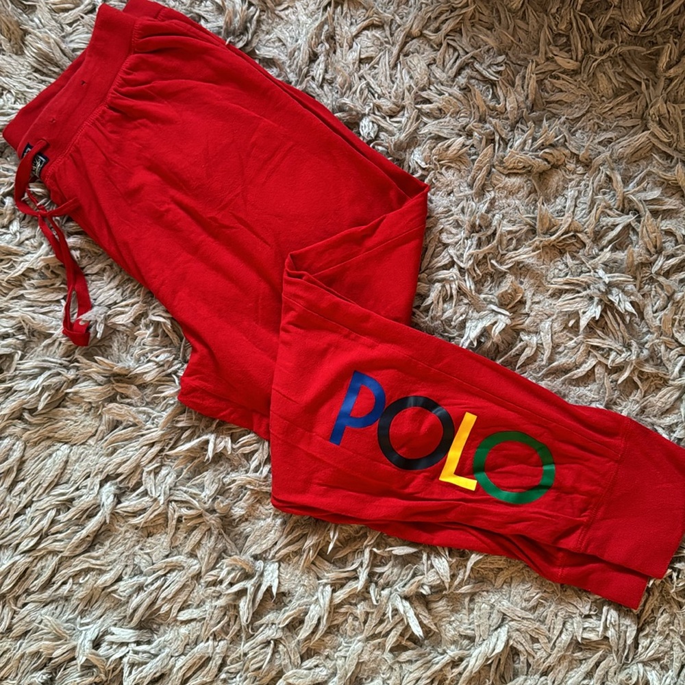 Polo Ralph Lauren Mens Slim Fit Logo Print Lounge Jogger Large Red